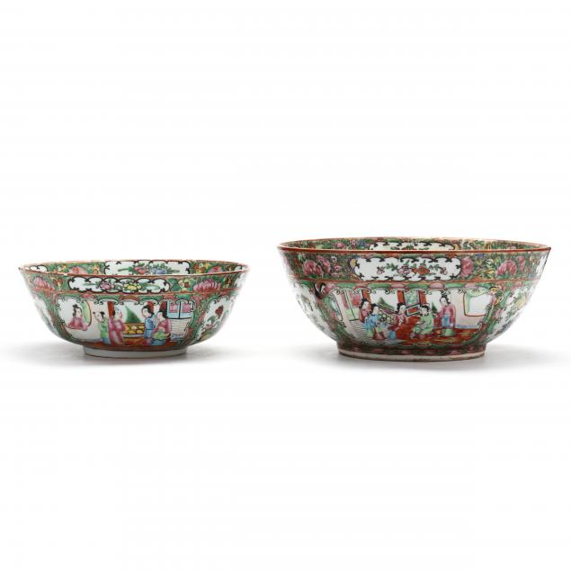 two-chinese-export-porcelain-rose-medallion-bowls