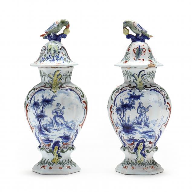 pair-of-dutch-delft-polychrome-garniture-vases-signed