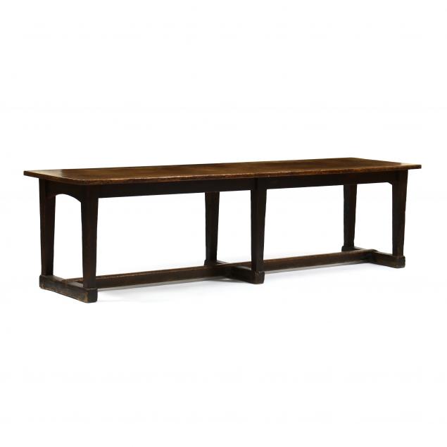 antique-english-oak-nine-foot-long-trestle-base-table