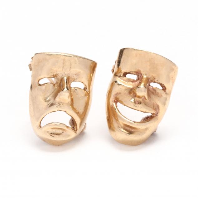 pair-of-gold-theater-mask-brooches