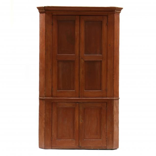 mid-atlantic-chippendale-red-washed-poplar-corner-cabinet