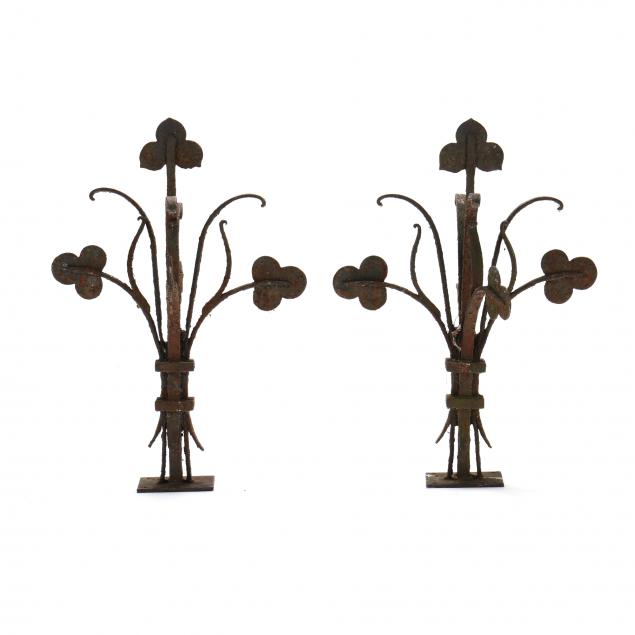 pair-of-antique-gothic-style-iron-architectural-ornaments