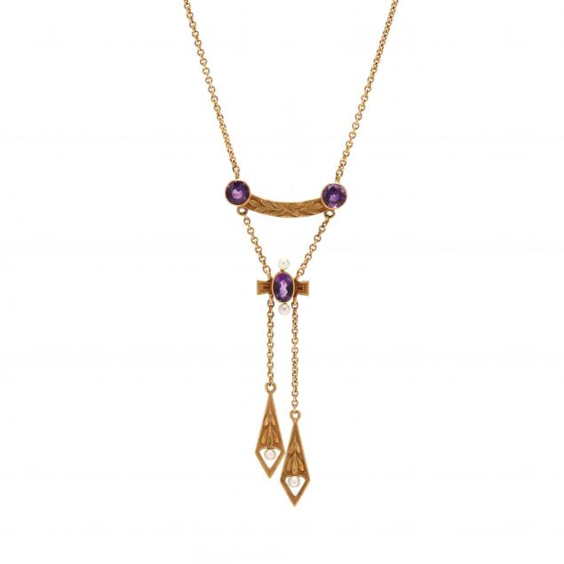 antique-gold-and-gem-set-lavalier-necklace