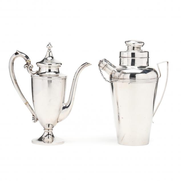 sterling-silver-cocktail-shaker-and-demitasse-pot