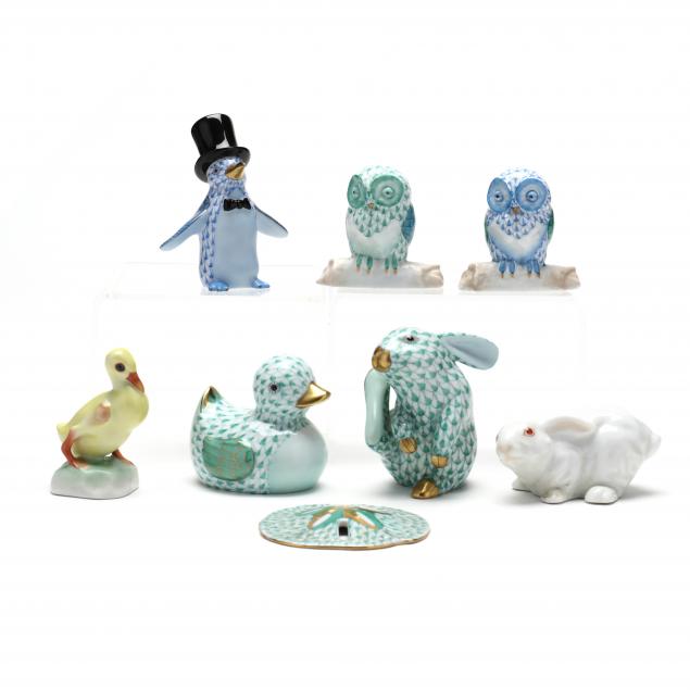 group-of-eight-herend-porcelain-animals