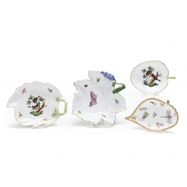 four-hand-painted-leaf-form-dishes