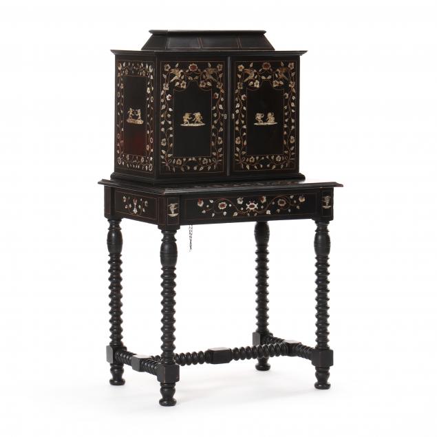 english-ebonized-and-inlaid-punch-and-judy-vargueno