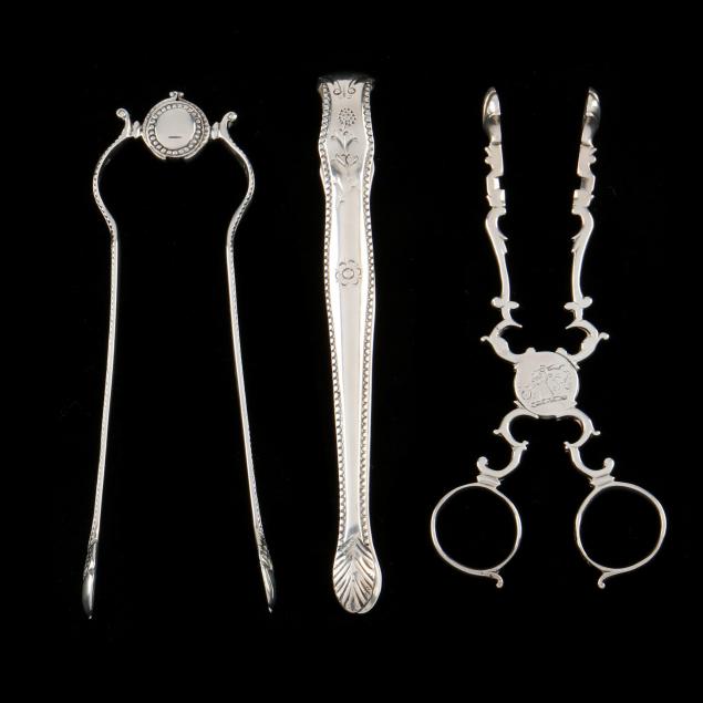 three-pairs-of-antique-english-silver-sugar-tongs