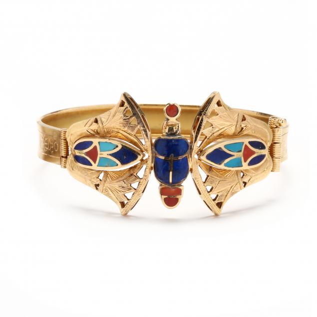 gold-and-gem-set-egyptian-revival-style-bracelet