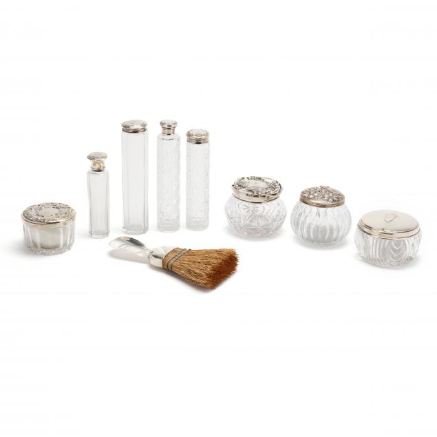 nine-sterling-silver-cut-glass-dresser-accessories