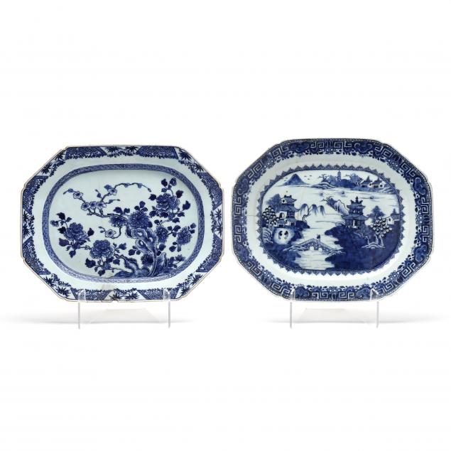 two-chinese-export-porcelain-blue-and-white-serving-platters