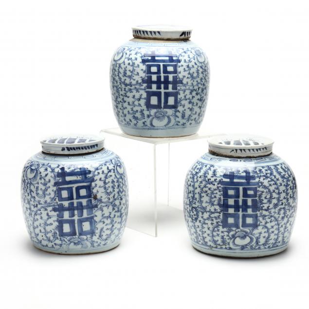 three-chinese-porcelain-blue-and-white-double-happiness-ginger-jars