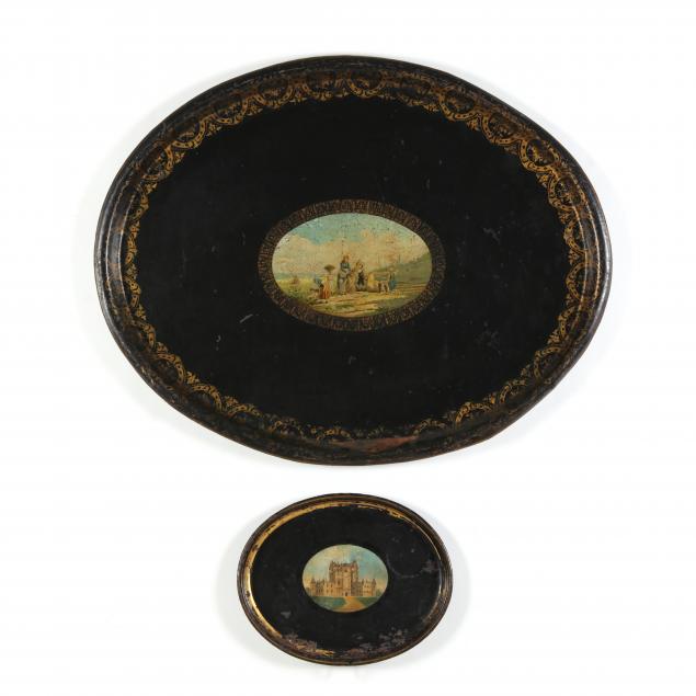 two-antique-continental-toleware-serving-trays