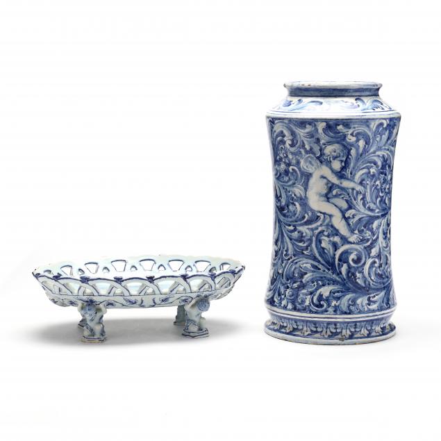 two-blue-and-white-faience-delft-items