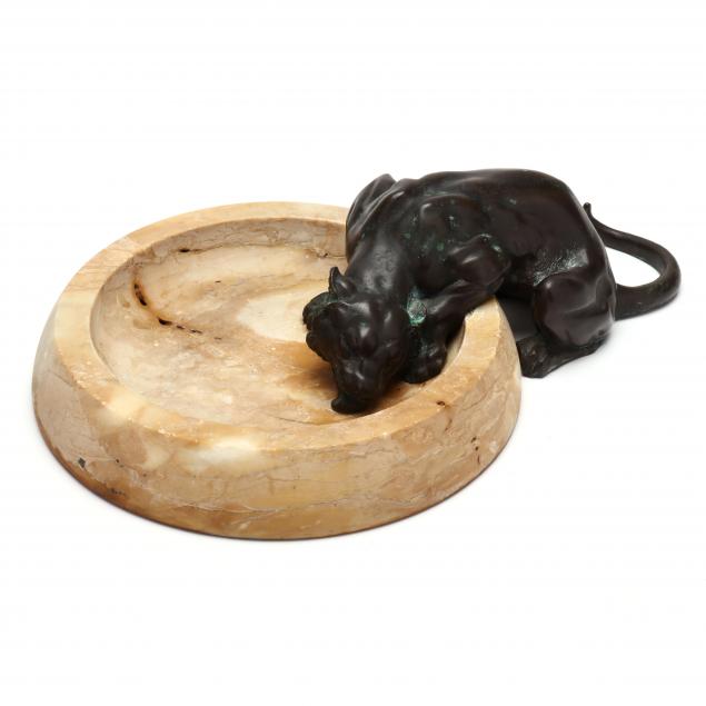 a-continental-bronze-tiger-drinking-from-hardstone-bowl