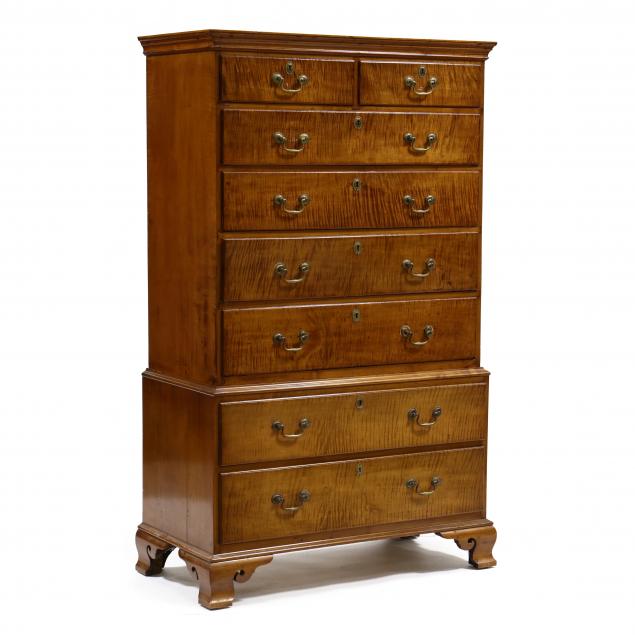 new-england-chippendale-tiger-maple-chest-on-chest