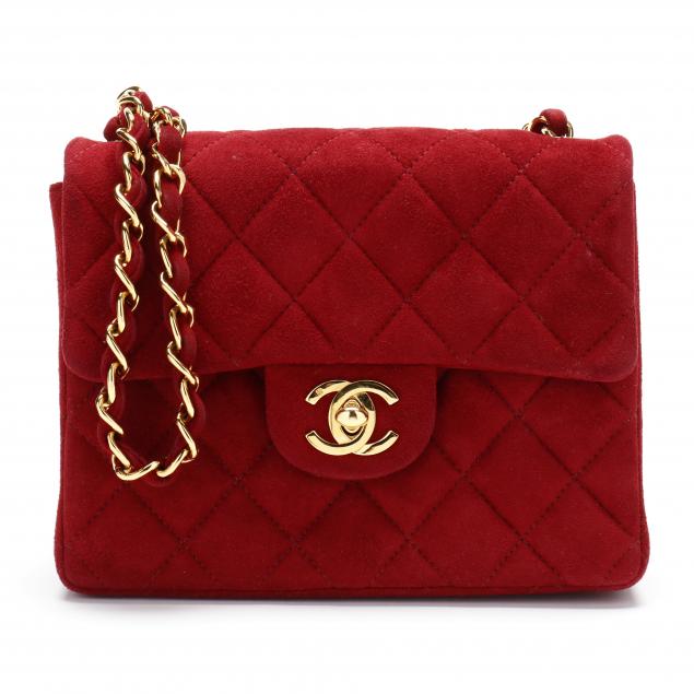 Chanel Classic Quilted Mini Square Flap CC Logo Black Velvet Shoulder Bag