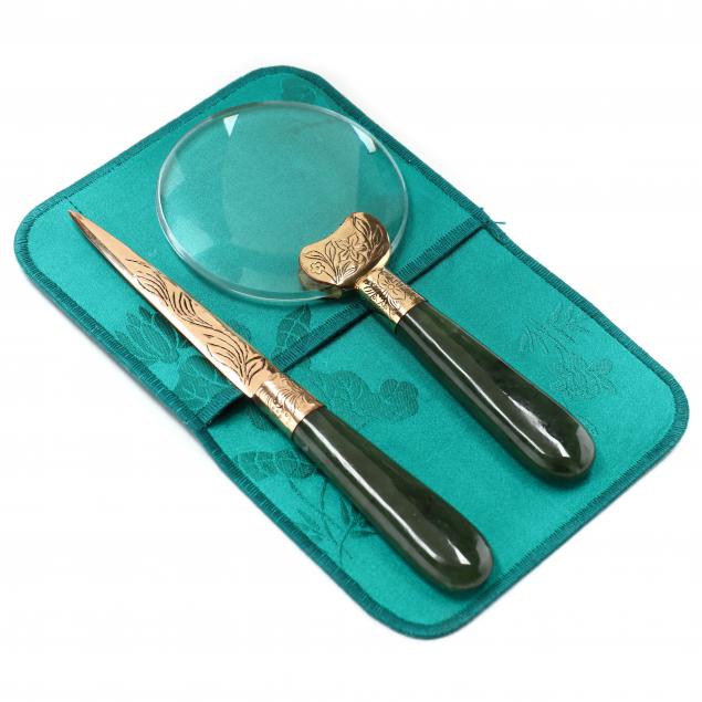 a-chinese-jade-desk-set-with-magnifying-glass-and-letter-opener