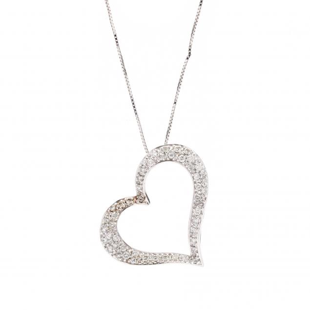 white-gold-and-diamond-heart-necklace