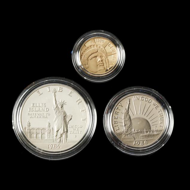 1986 Liberty Gold, Silver and Clad Proof Set (Lot 3044 U.S. & World