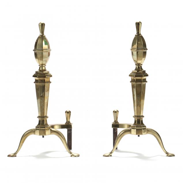pair-of-chippendale-style-brass-andirons