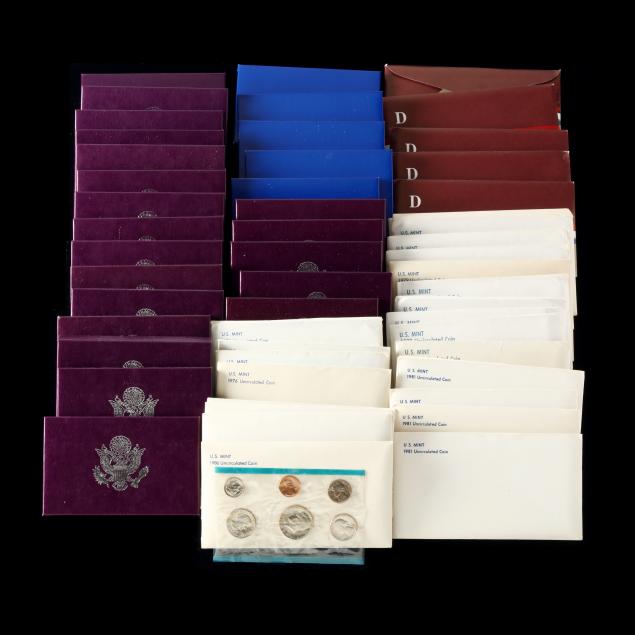 grouping-of-1970s-and-1980s-u-s-proof-and-mint-sets-in-original-mailers