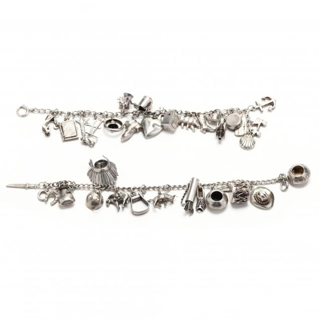 two-silver-charm-bracelets