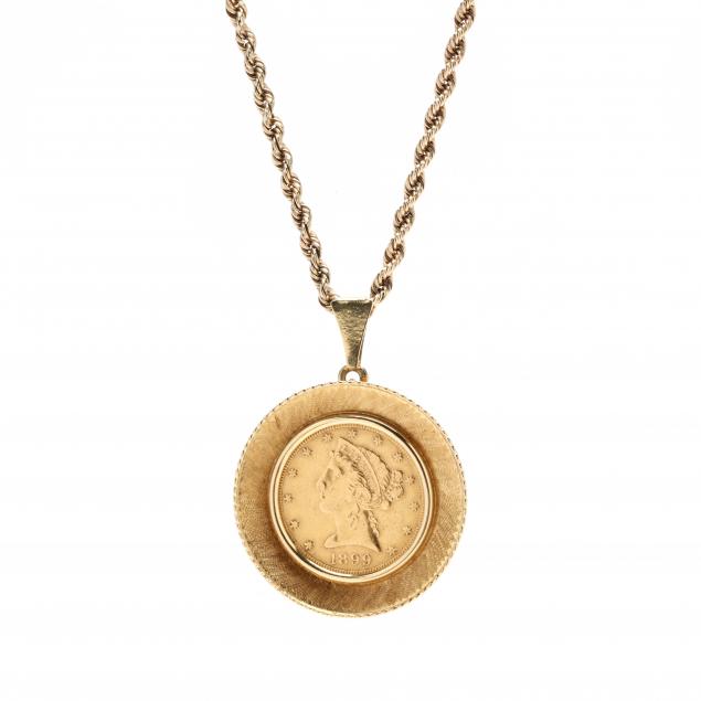 gold-necklace-with-gold-coin-brooch-pendant