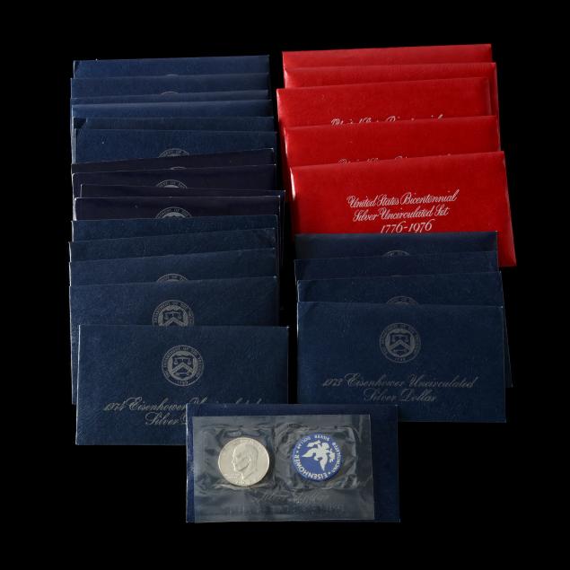 20-uncirculated-40-silver-eisenhower-dollars-and-5-1974-silver-sets