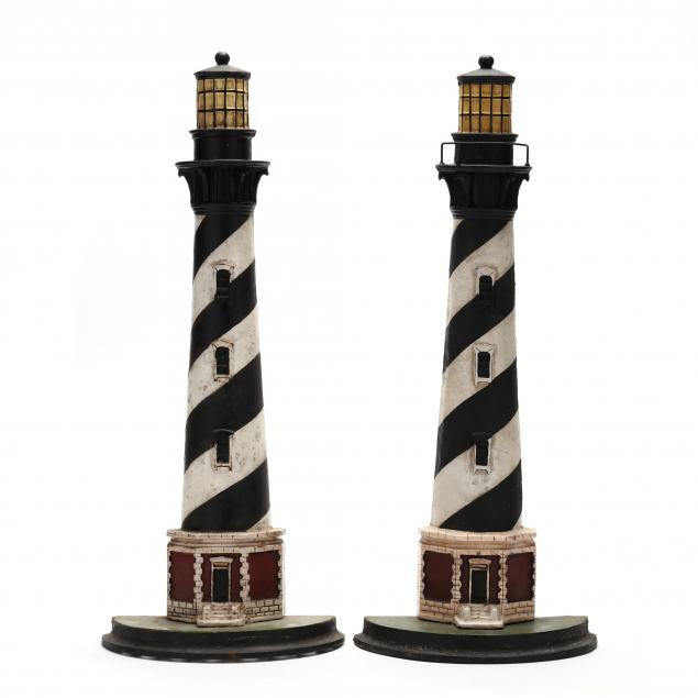 pair-of-vintage-cast-iron-cape-hatteras-lighthouse-doorstops