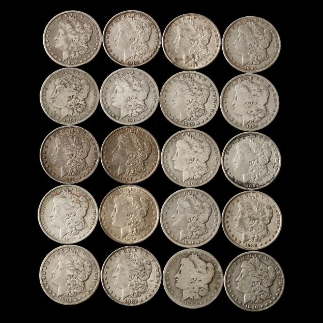 twenty-20-circulated-morgan-silver-dollars