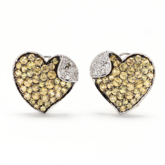 white-gold-yellow-sapphire-and-diamond-earrings