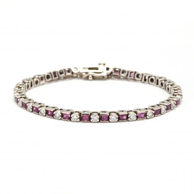white-gold-ruby-and-diamond-line-bracelet