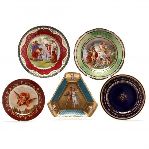 a-selection-of-five-antique-cabinet-plates