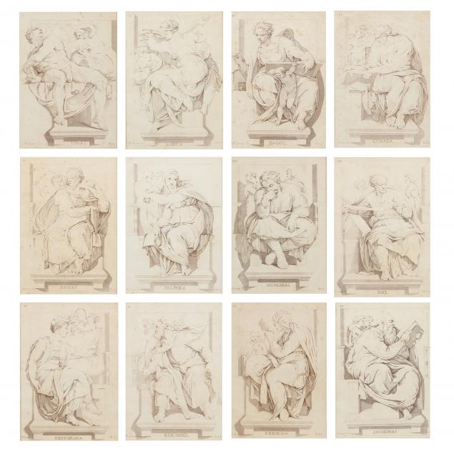 after-michelangelo-italian-1475-1564-twelve-antique-etchings-depicting-sistine-chapel-figures