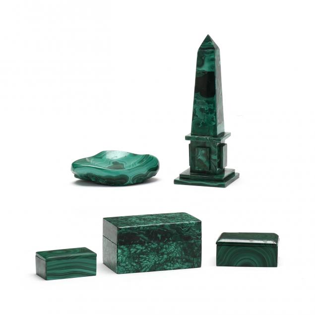 a-grouping-of-malachite-accessories