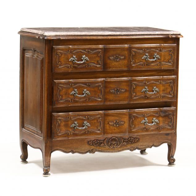 french-provincial-style-granite-top-walnut-commode