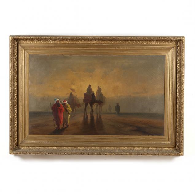 a-large-orientalist-painting-with-desert-caravan-19th-century