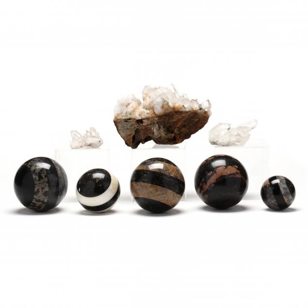 mineral-specimen-and-hardstone-sphere-grouping