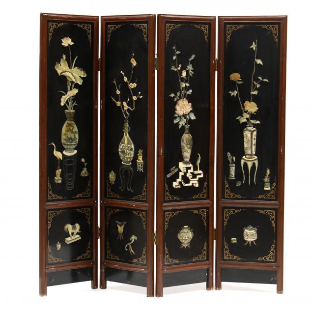 a-chinese-lacquered-and-hardstone-inlay-four-panel-folding-screen