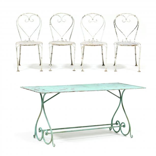 vintage-french-painted-metal-bistro-table-and-four-chairs