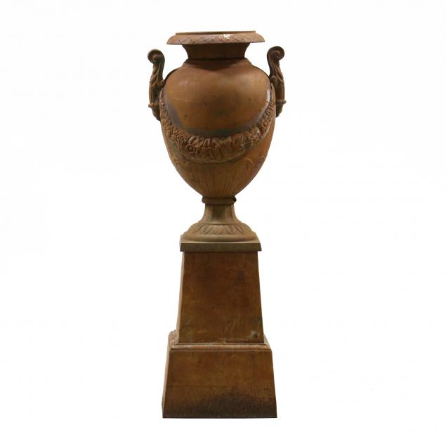 classical-style-cast-iron-urn-on-pedestal