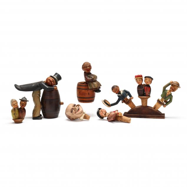 eight-vintage-continental-carved-wood-drinking-accessories