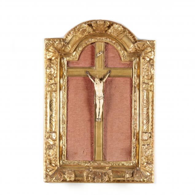 antique-continental-framed-ivory-and-giltwood-crucifix