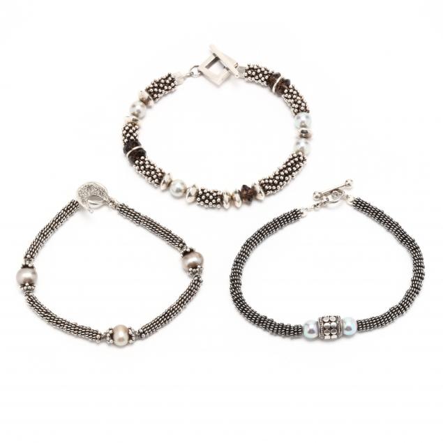 three-sterling-silver-and-gem-set-bracelets