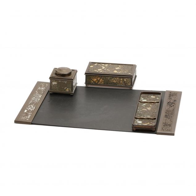 tiffany-studios-four-piece-i-grapevine-i-desk-set