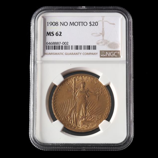 1908-no-motto-saint-gaudens-20-gold-double-eagle-mgc-ms62