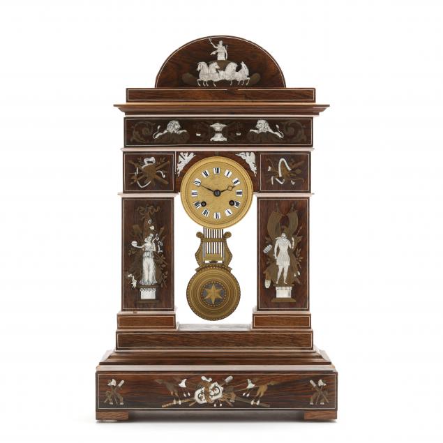 antique-french-inlaid-rosewood-portico-clock