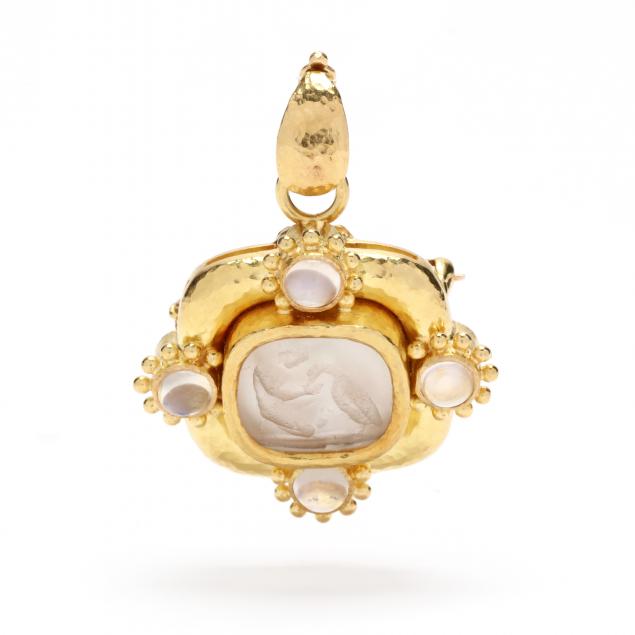 gold-venetian-glass-and-gem-set-clip-brooch-pendant-elizabeth-locke