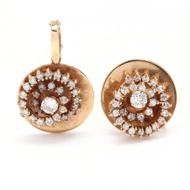 gold-and-diamond-pendant-and-single-matching-earring